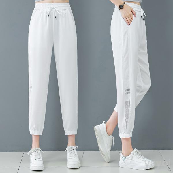 接触冷感 ジョガーパンツ レディース 夏 薄手 ひんやり 涼しい ロング丈 裾ゴム イージー  涼感...