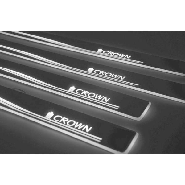 CROWN クラウン 新型 220系 専用 スカッフプレート LED シーケンシャル 流れる 白色 ...