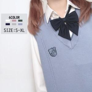 スクールベスト ベスト 正統派 制服 学生 通学 Ｖネック 刺繍 ワッペン 女子 高校生 中学生 団体服 袖なし 春 夏 秋 S M L XL｜yayoian