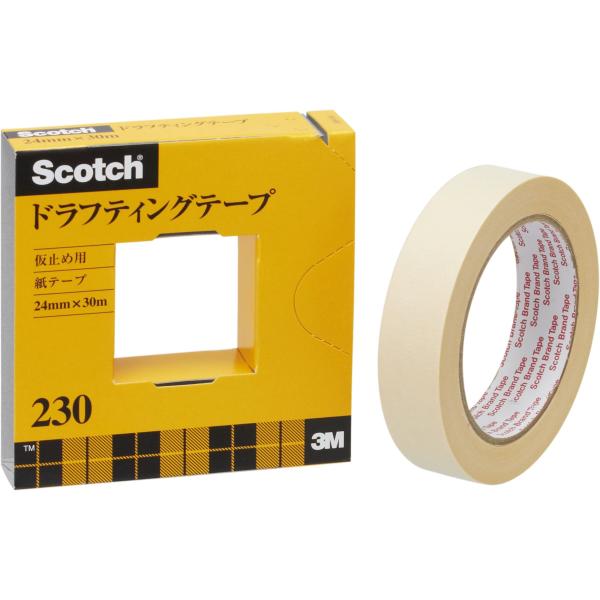 3M スコッチ マスキングテープ ドラフティングテープ カッター付 紙箱入り 24mm×30m 02...