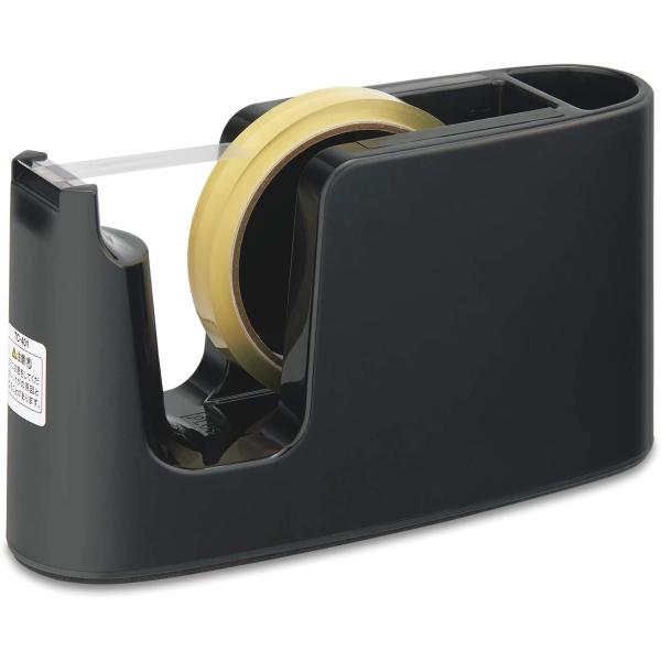 プラス テープカッター テープ簡単交換 ペン立て付 TC-401 ブラック 31-271