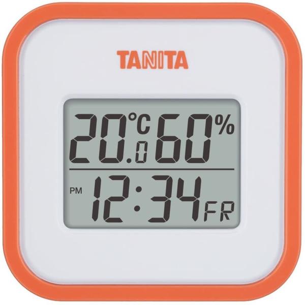 タニタ 温湿度計 時計 カレンダー 温度 湿度 デジタル 壁掛け 卓上 マグネット オレンジ TT-...