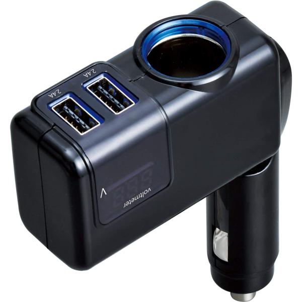 セイワ(SEIWA) 車内用品 シガーソケット増設分配器 電圧計付き USBポート搭載 角度調節 F...