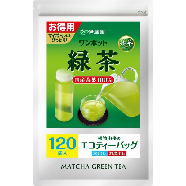 伊藤園 ワンポット 抹茶入り緑茶 ティーバッグ お得用 2.5g ×120袋 2.5グラム (x 1...