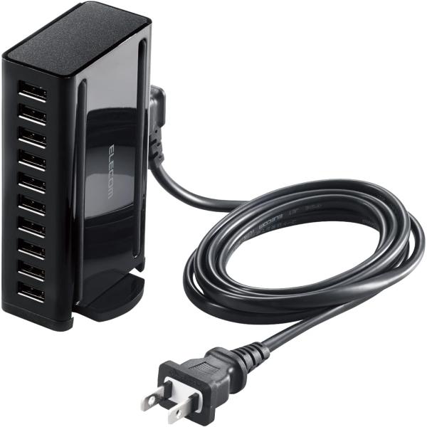 エレコム USB充電器 60W (合計最大出力) USB-A×10 【 iPhone15/ Andr...