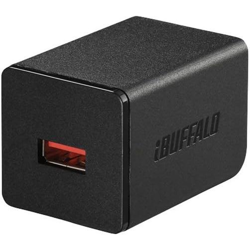 バッファロー BUFFALO USB充電器 2.4A急速 USB×1 オートパワーセレクト搭載 ブラ...