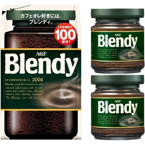 【インスタントコーヒー詰め替えセット】 AGF ブレンディ 袋 200g + 瓶 80g×2本 スタ...