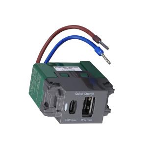 YAZAWA 埋込USBコンセント PD36W Type-C Type-A 2ポート グレー AZH4USB20PD36GY
