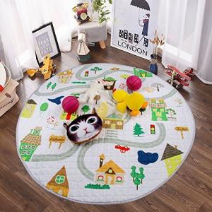 Winthomeベビープレイマット キッズ 遊びマット おもちゃ収納袋 片付けマット ブロック収納マット 滑り止め付き