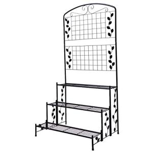 FIELD PARTNER アイアンプランタースタンド ラティス付き 3段タイプ