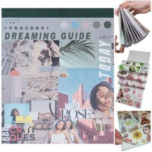 NSHACK フレークシール 50ページ 約850種 コラージュ素材 手帳ステッカー ジャンクジャーナル 和紙