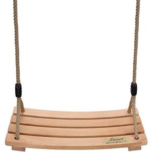 Leweet 木製ブランコ 子供と大人用木のぶらんこ 円弧形シート屋外遊具 室内 屋内 最大耐荷重約100kg ロープの長さ調整可能