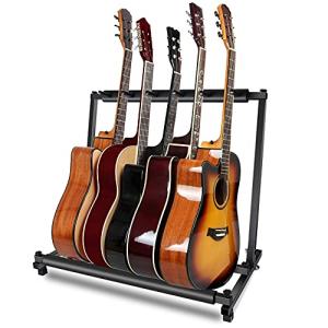 ギタースタンド 5本収納 転倒防止用ゴム付属 楽器本体に傷が付くのを防ぎます安定耐久