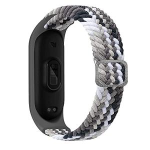 編組ソロループコンパチブルXiaomi mi Band 6 5 4 3、調節可能なシリコーン生地編組伸縮性スポーツストラップBraided