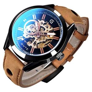 GuTe出品 腕時計 メンズ 自動巻き スケルトン