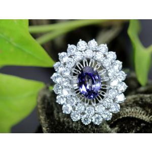 ベニトアイト0.98ct 大粒の貫禄 豪華ダイヤモンド1.60ct取り巻き 稀少石  PT900 プラチナ リング・指輪 1点もの｜ycollection