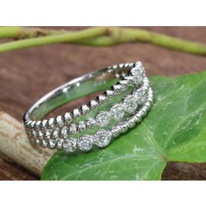 ダイヤモンド 0.12ct 3連・レイヤードラインシリーズ 引っ掛かりなし 普段使い PT900プラ...