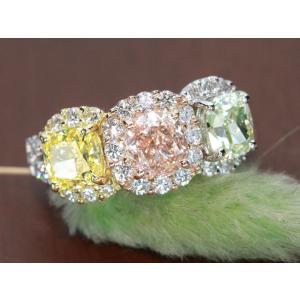 ピンクダイヤモンド1.037ct&イエ...の詳細画像1