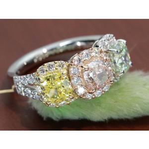 ピンクダイヤモンド1.037ct&イエ...の詳細画像2