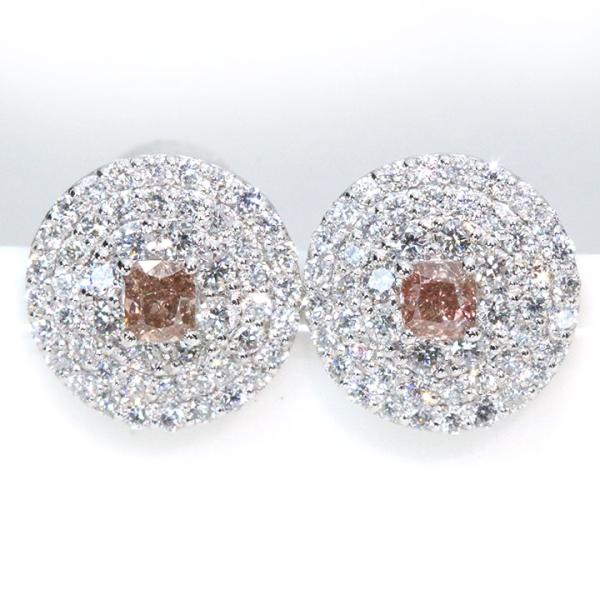 ピンクダイヤモンド 0.123ct・0.121ct FANCY ORANGY PINKのペア ダイヤ...