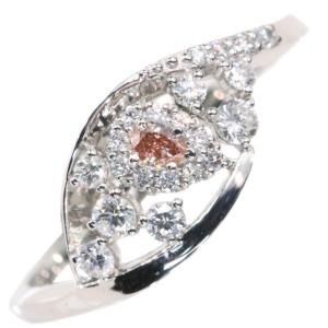 ピンクダイヤモンド0.07ct 上質ダイヤでフラワーに PT900リング 指輪