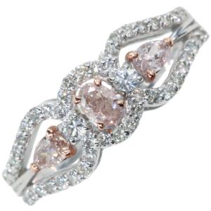 希少 Pt900 天然ピンク ダイヤモンド リング 0.191ct FLPP I1 D0.82ct 