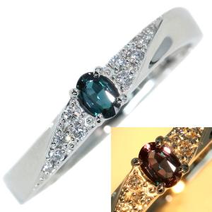 Pt900 アレキサンドライト ダイヤモンド リング 0.25ct D0.50ct 新入荷  