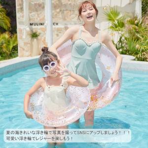 浮き輪 大人用 100 90 ラメ入り 取っ手...の詳細画像1