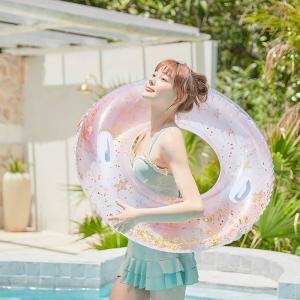浮き輪 大人用 100 90 ラメ入り 取っ手...の詳細画像3