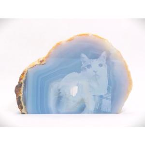 メモリアルプレート ペット お墓 高級 天然石 ねこ 猫 いぬ 犬 アゲイト 瑪瑙 めのう メノウ