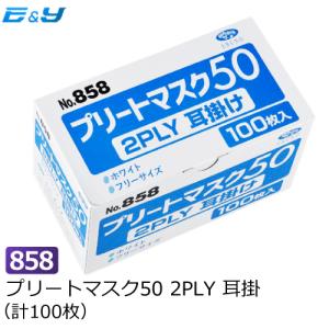 ポイント2倍 在庫限り 薄いマスク 使い捨てマスク 不織布 No.858 プリートマスク50 2層 耳掛け 100枚 息苦しくない ホワイト エブノ