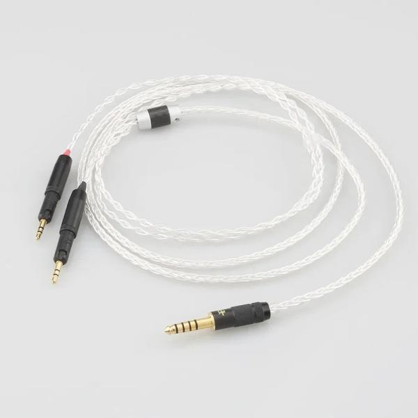 4.4mm5極バランス リッツ編組 シルバープレート8芯 単結晶銅 ヘッドホンリケーブル ATH-R...