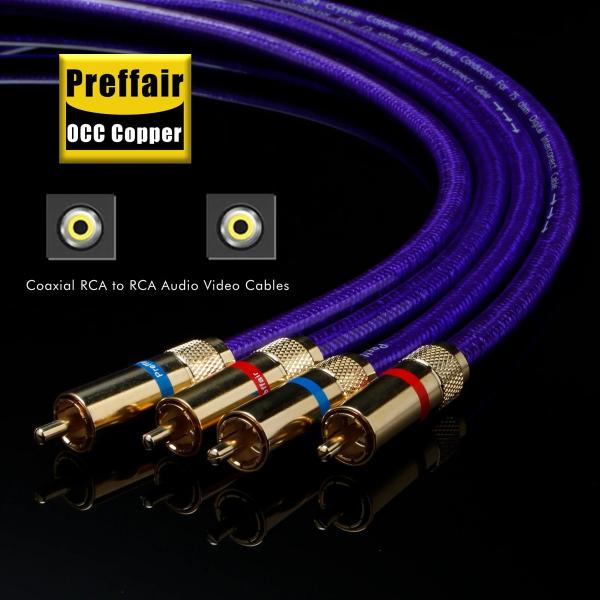 RCA端子 インターコネクトケーブル 金メッキプラグ 純銀メッキOCC導体 rca cable 40...