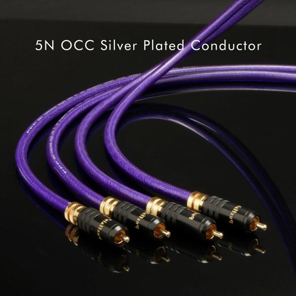 RCA端子 インターコネクトケーブル 金メッキプラグ 純銀メッキOCC導体 rca cable 40...