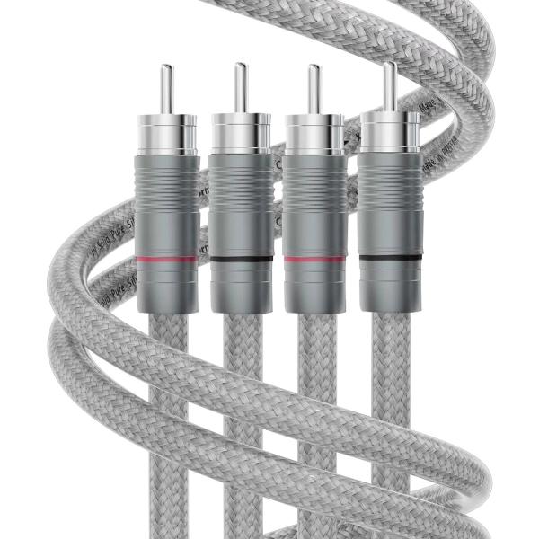純銀線 RCAケーブル 99.99%純銀コア 8mm外径 シルバープラグ 接続ケーブル X454R1...