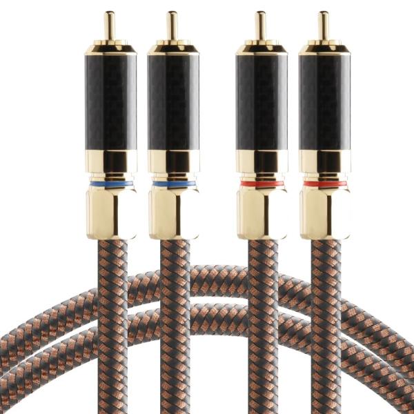 RCAケーブル OCC導体 銀メッキ銅 編組シールド 8mm外径 パワーアンプ RCA X434R1...