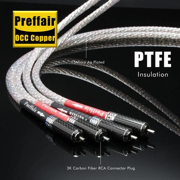 RCA-XLRインターフェースケーブル 7N OCC銅銀メッキ導体 炭素繊維プラグ 8mm外径 X4...
