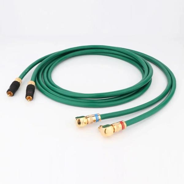 RCAオス-オスオーディオ延長ケーブル 6N純銅銀メッキ導体 ブレードシールド 8mm外径 R474...