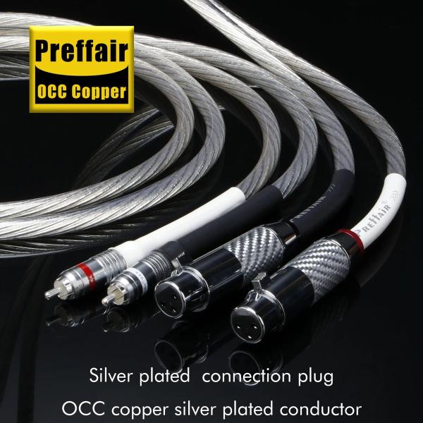 XLR-RCA変換ケーブル 24K白カーボンファイバー端子 単結晶銅銀メッキ導体 XLR femal...