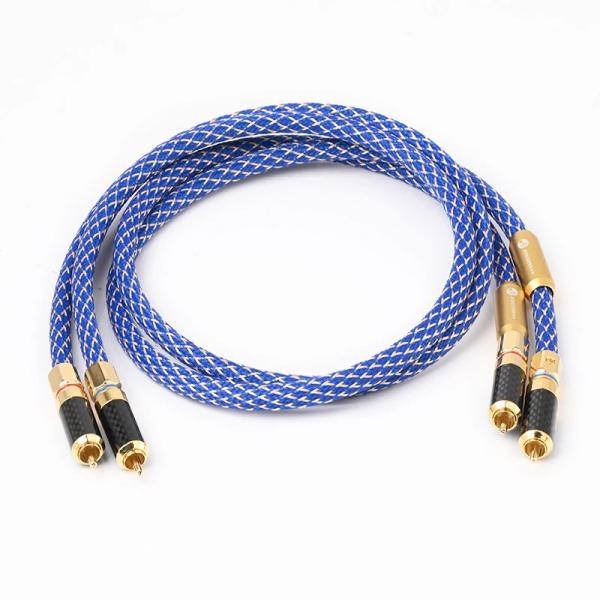 RCA端子オス-オス オーディオケーブル 銀メッキ導体 二重シールド 7.5mm外径 2RCA Ca...