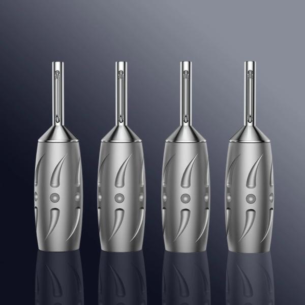 VB402Rバナナプラグ スピーカーケーブル用 純銅導体 ロジウムメッキ 316Sばね部 アルミシェ...