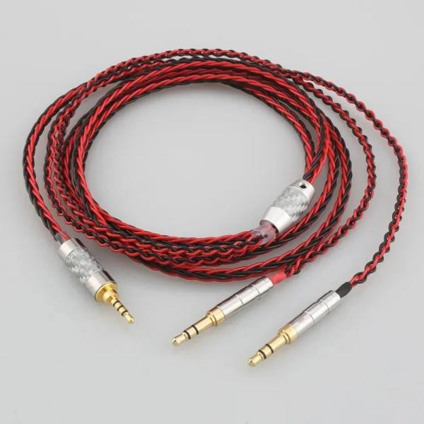 レッド＆ブラックの高品質ヘッドフォンイヤホンケーブル、Beyerdynamic T1 T5P II ...