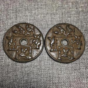 中国古銭風の銅製風水置物 象徴的文様 風花雪月...の詳細画像3