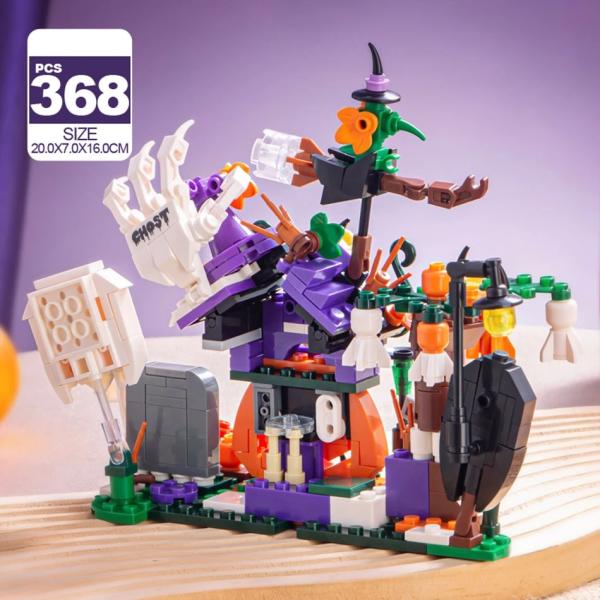 送料無料 368ピース 12 in 1 ハロウィンパーティーシリーズ ビルディングブロック ゴースト...