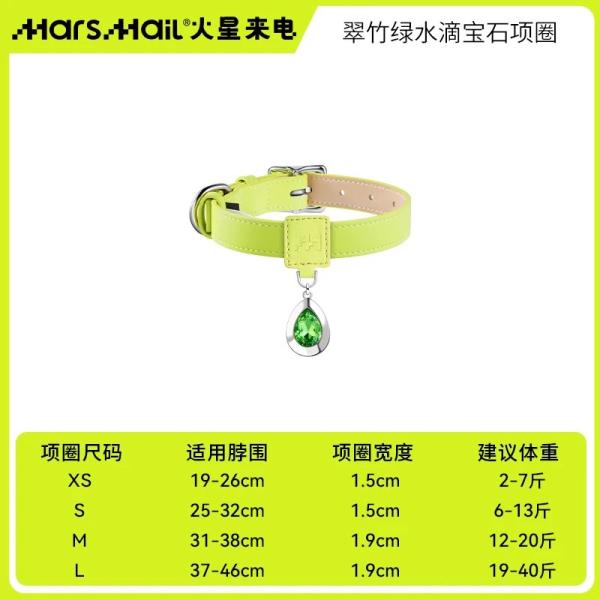 環境に優しい革製犬用首輪 | 調節可能な装飾ペンダント XS code / Green Pendan...