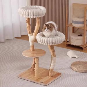 キャットタワー 木製 2段 猫 大型 支柱 階...の詳細画像1