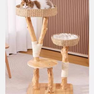 キャットタワー 木製 2段 猫 大型 支柱 階...の詳細画像2
