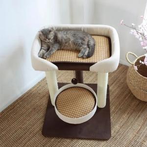 キャットタワー 木製 2段 猫 爪とぎ 麻ロー...の詳細画像3