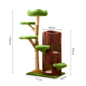 キャットタワー 木製 大型 爪とぎポール マッ...の詳細画像4