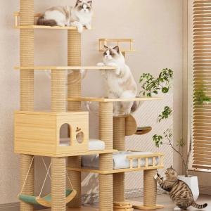 キャットタワー 木製 爪とぎ 猫 据え置き 室...の詳細画像2